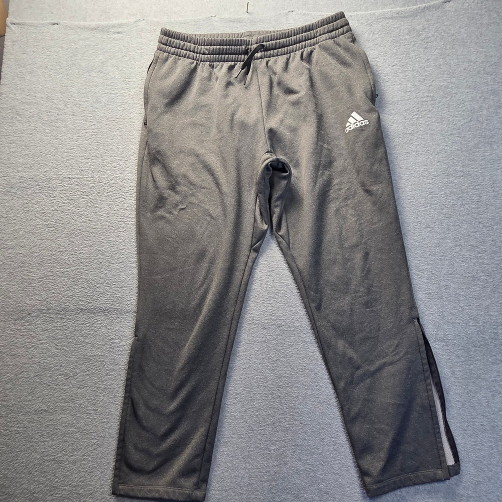 Adidas Athletic Track Pants Joggers Mens XL Gray Drawstring Training Activewear